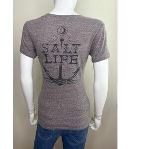 Salt Life V Neck Short Sleeve Tee Graphic Anchor Beach Style Women Small GUC